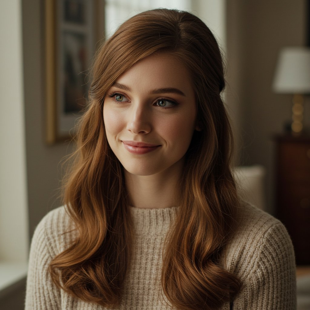 Classic Half Up Style Woman Smiling