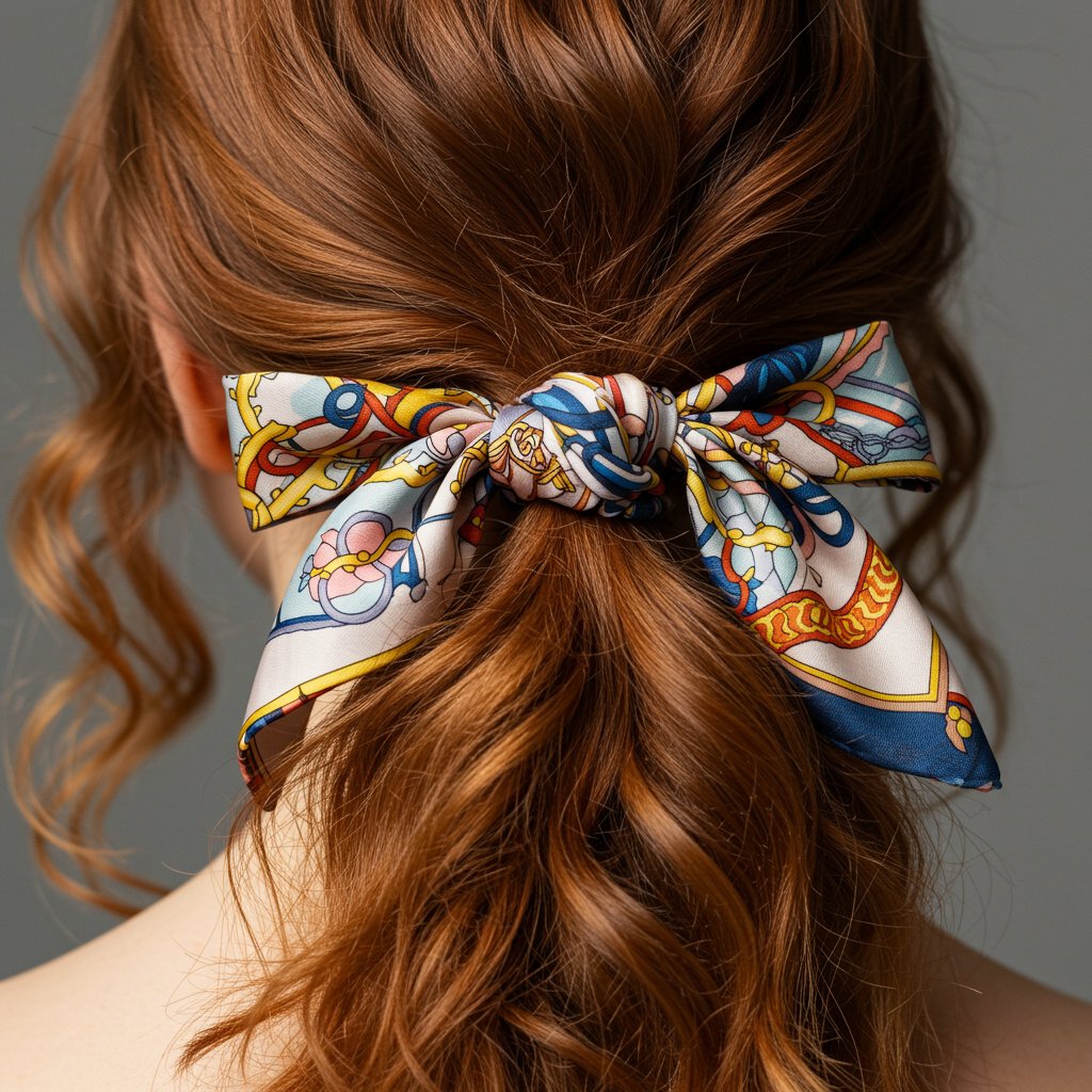 Close Up Of Hair Scarf In Half Up Style