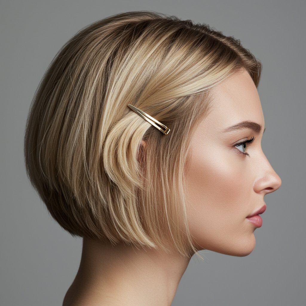 Chic-Short-Bob-With-Twisted-Half-Up-Style
