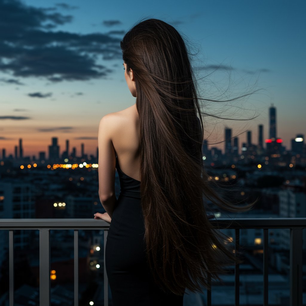 Dramatic-Long-Hair-Voluminous-Half-Up-Ponytail