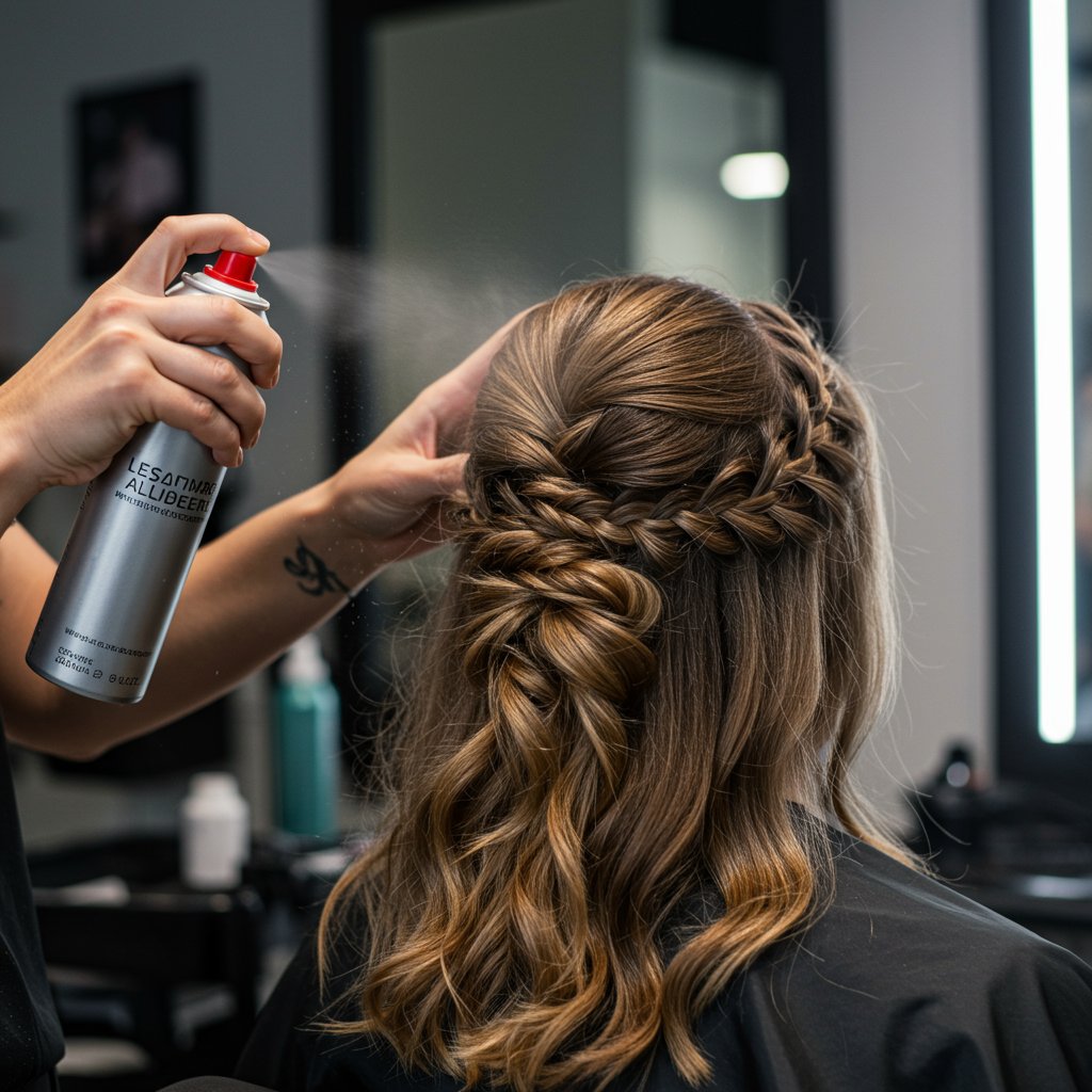 Stylist-Hands-Applying-Hairspray-To-Half-Updo