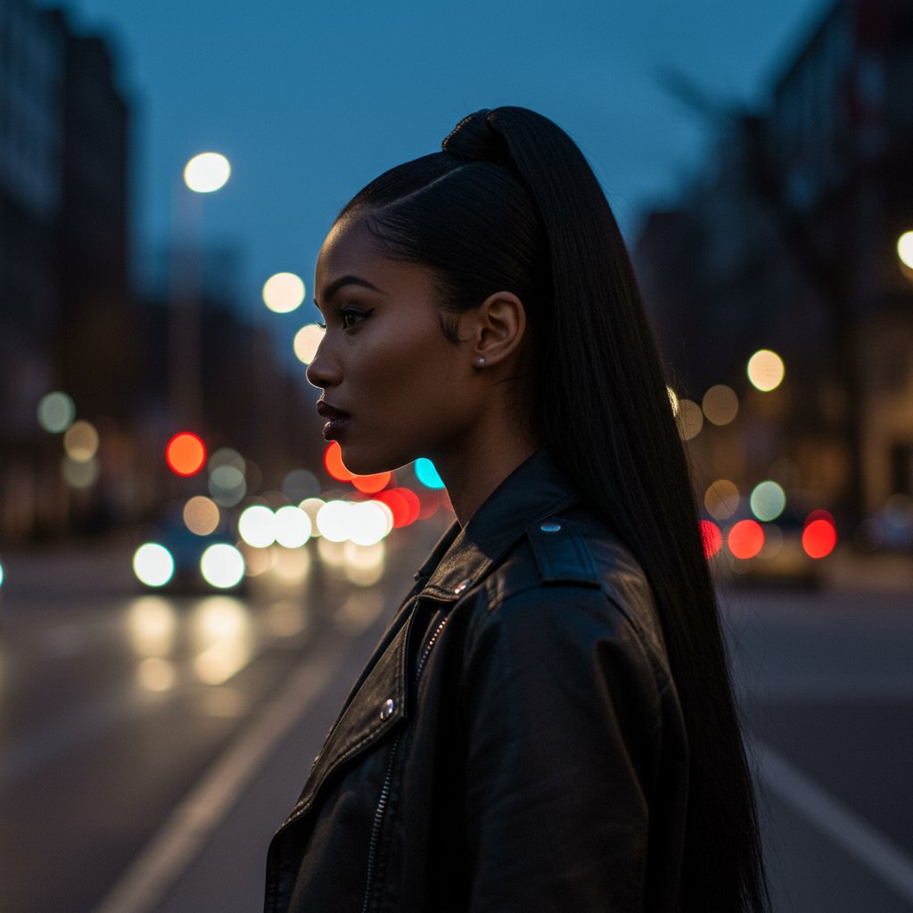 Fashionable-Woman-With-Sleek-High-Half-Pony