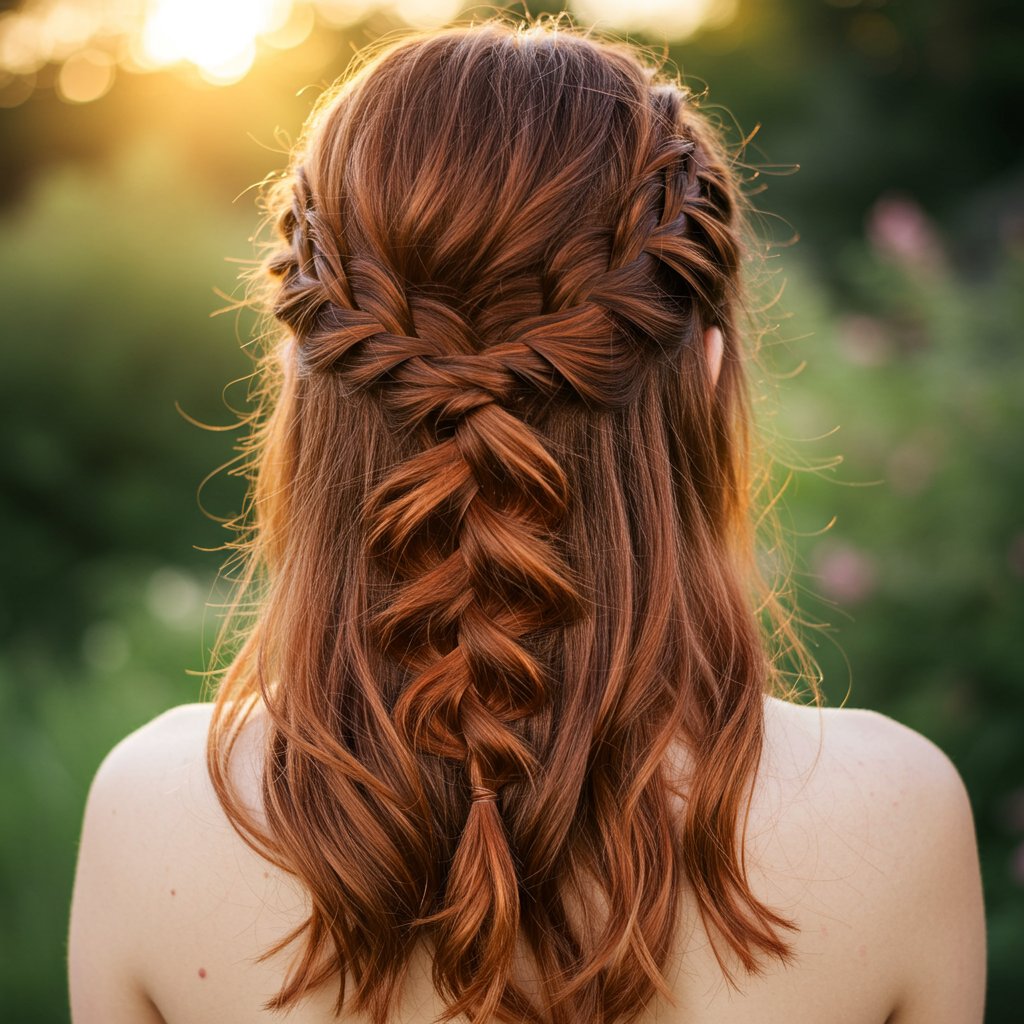 Intricate Fishtail Braid Half Updo