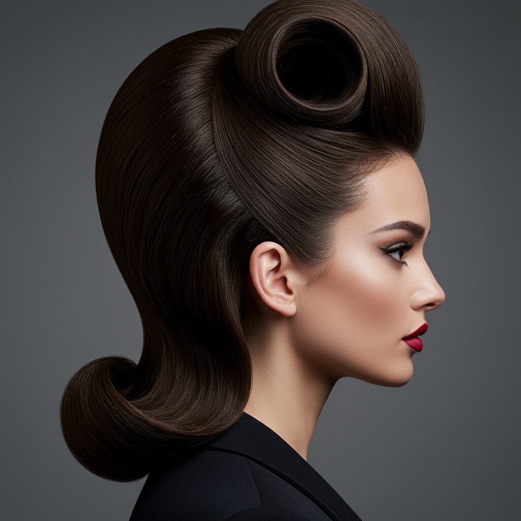 Sleek Straight Bouffant Half Up Style