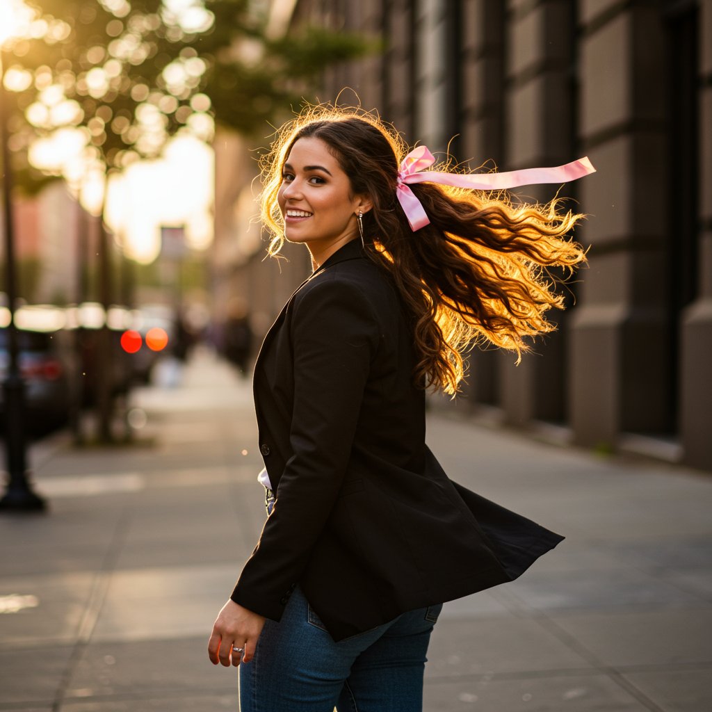 Woman Looking Confident With Half Up Hairstyle