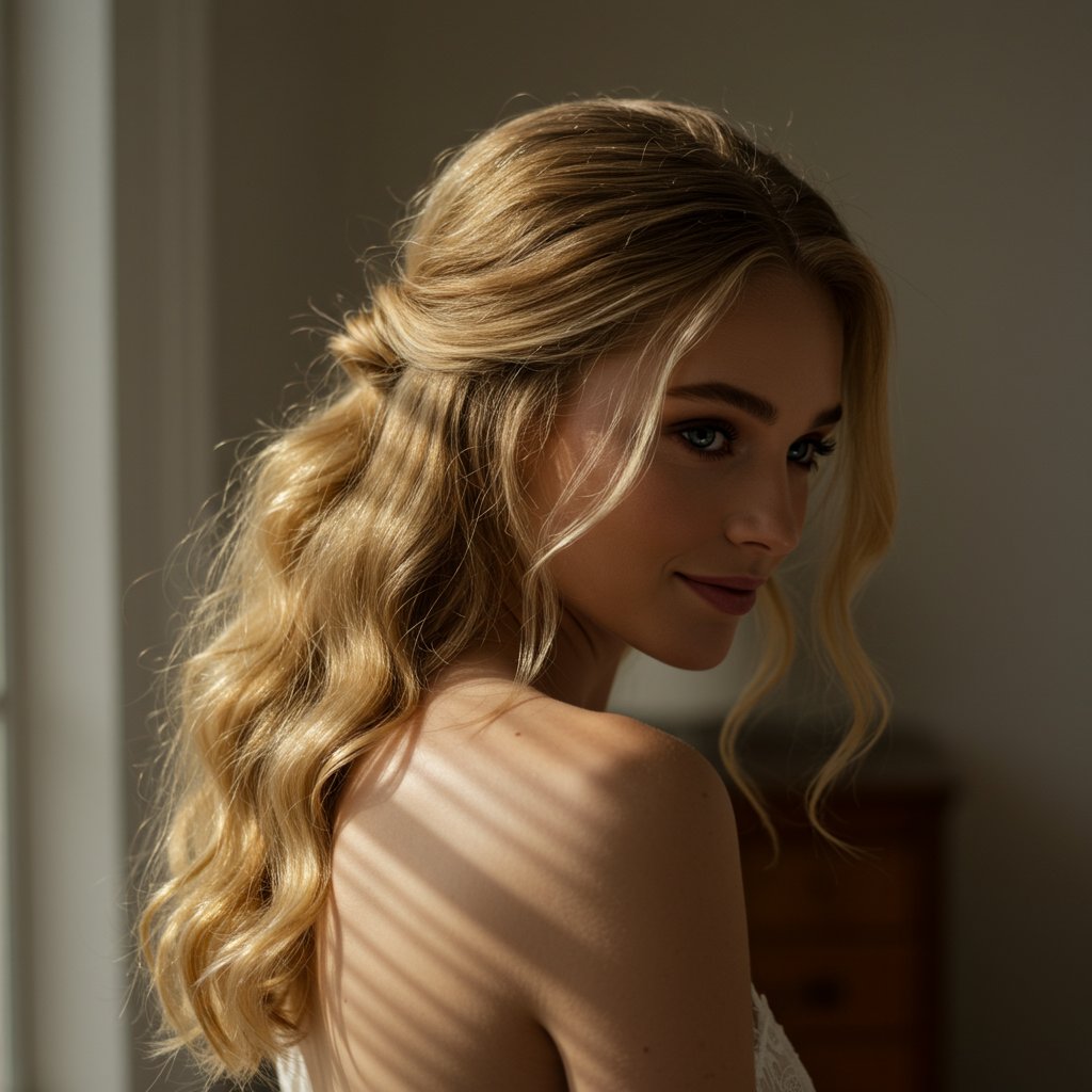 Woman With Classic Half Up Hairstyle