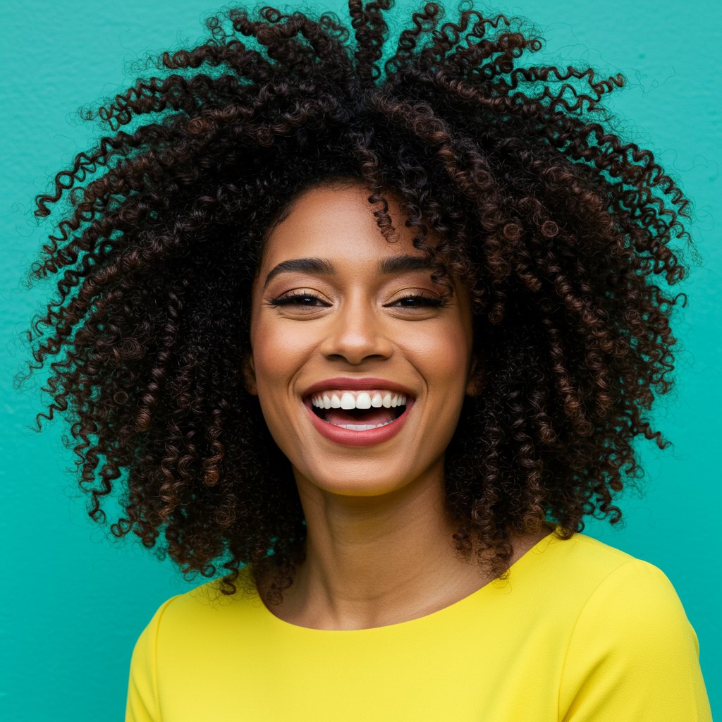 Woman With Defined Curls In Half Up Style