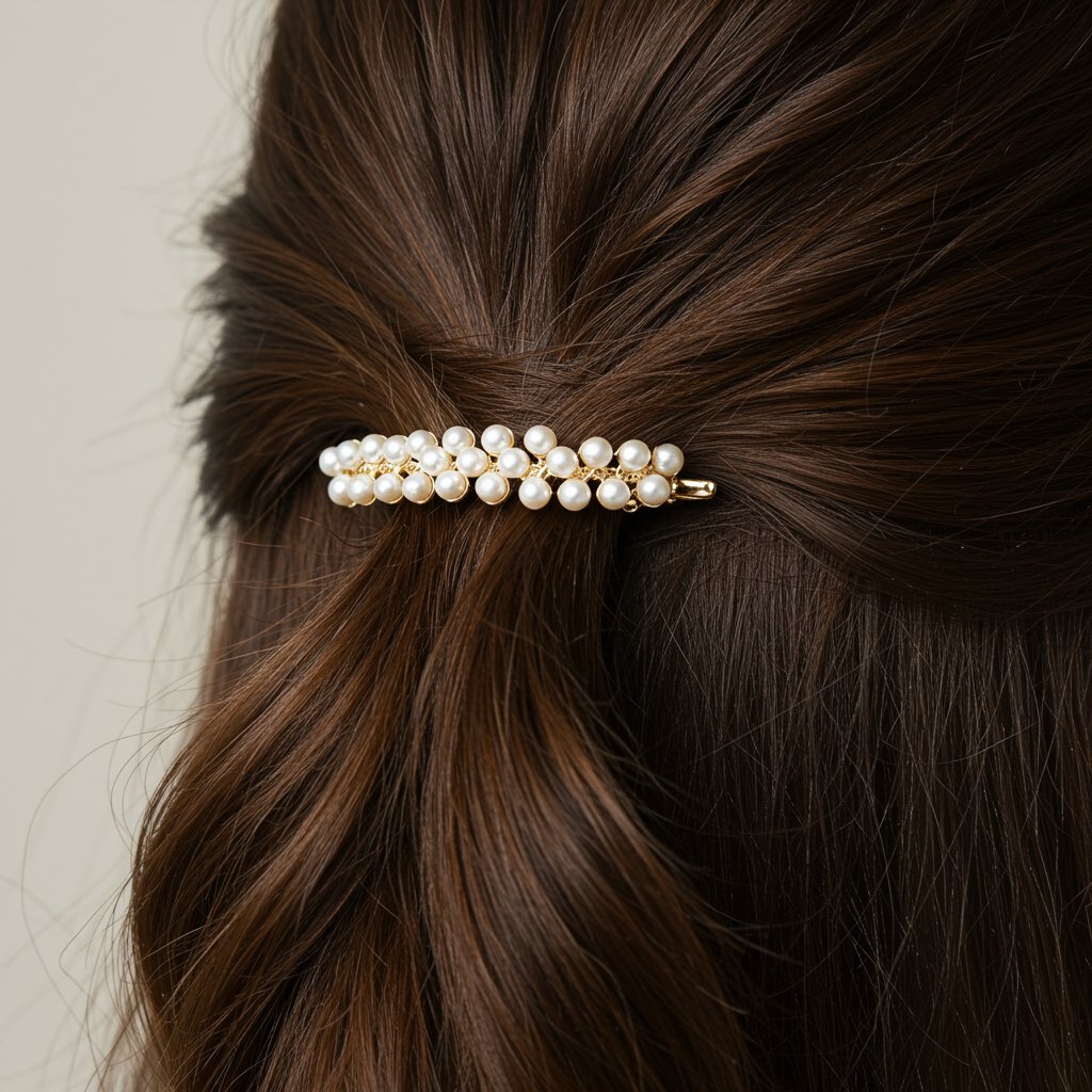 Elegant Pearl Barrette On Half Up Style
