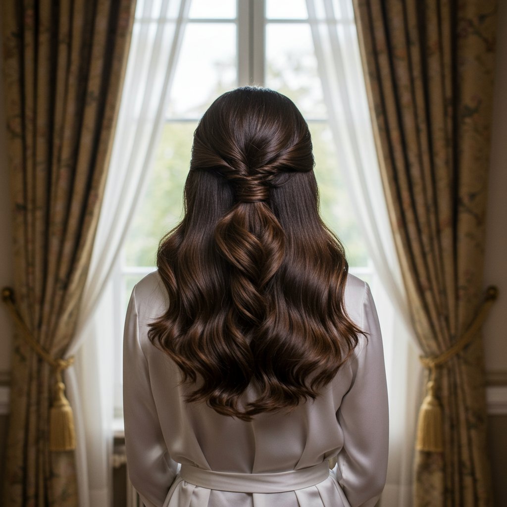 Classic Half Up Style With Soft Waves