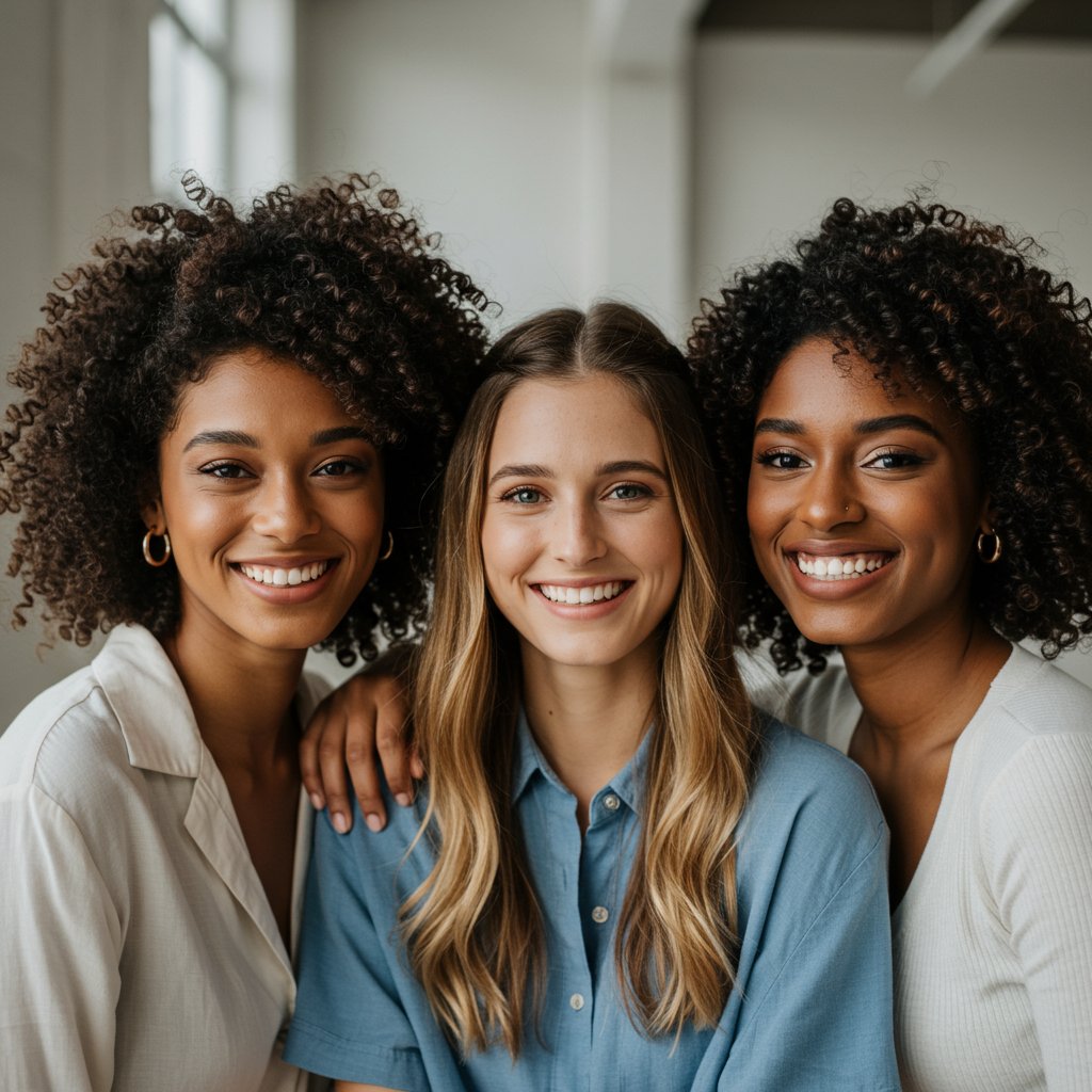 Diverse Women With Different Half Up Styles