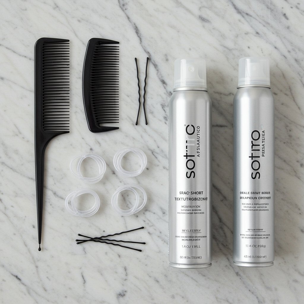 Flat Lay Of Professional Hairstyling Tools