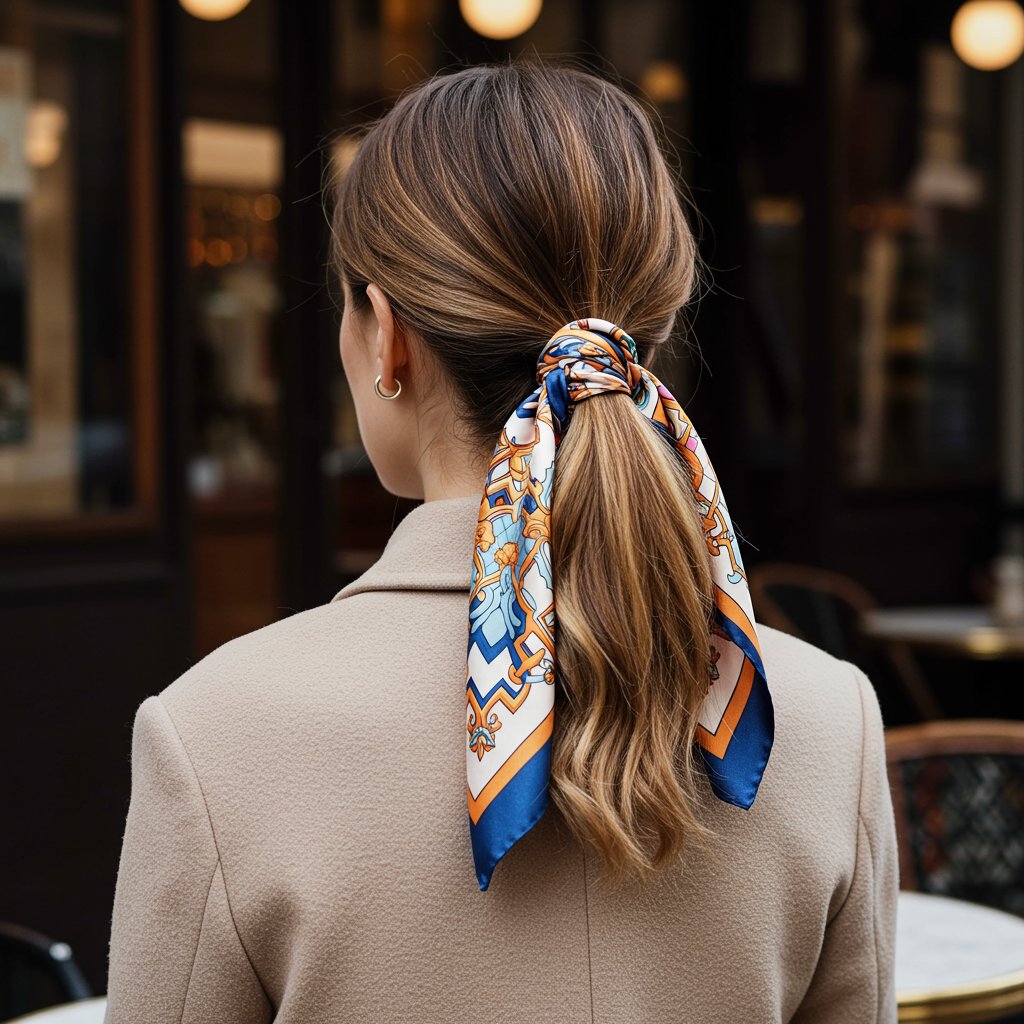 Half Up Style With Silk Scarf Accessory