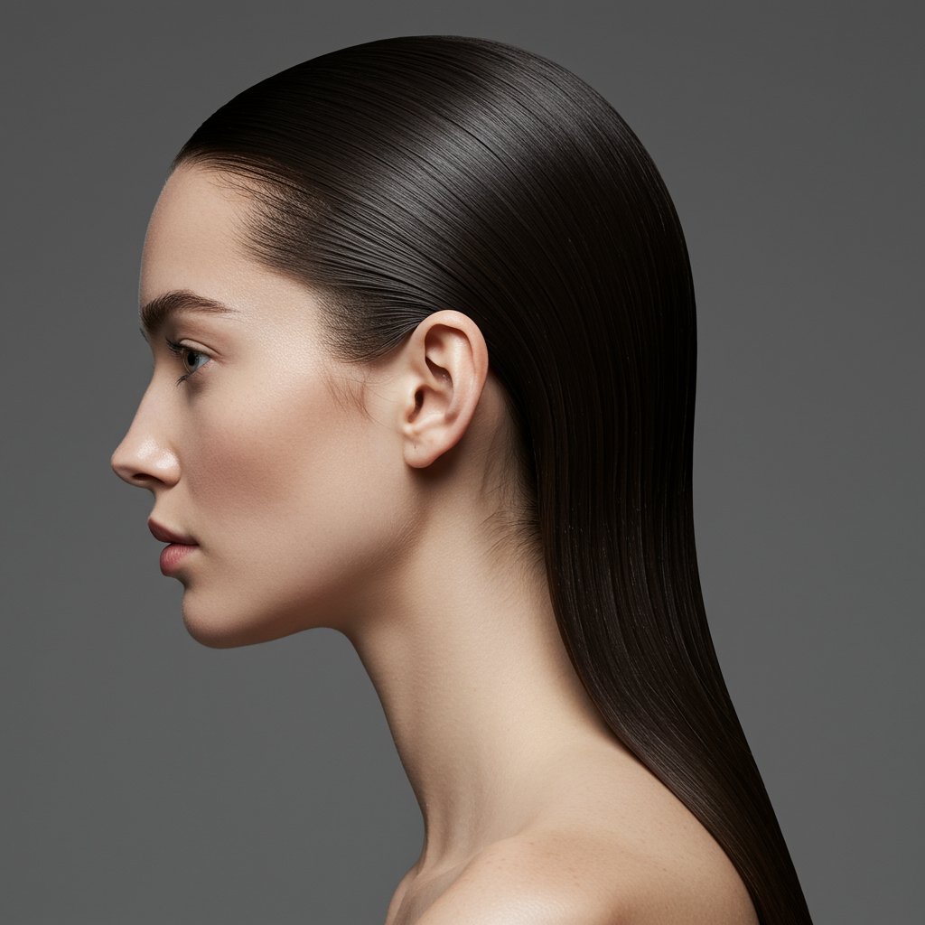 Sleek Glass Hair High Half Ponytail