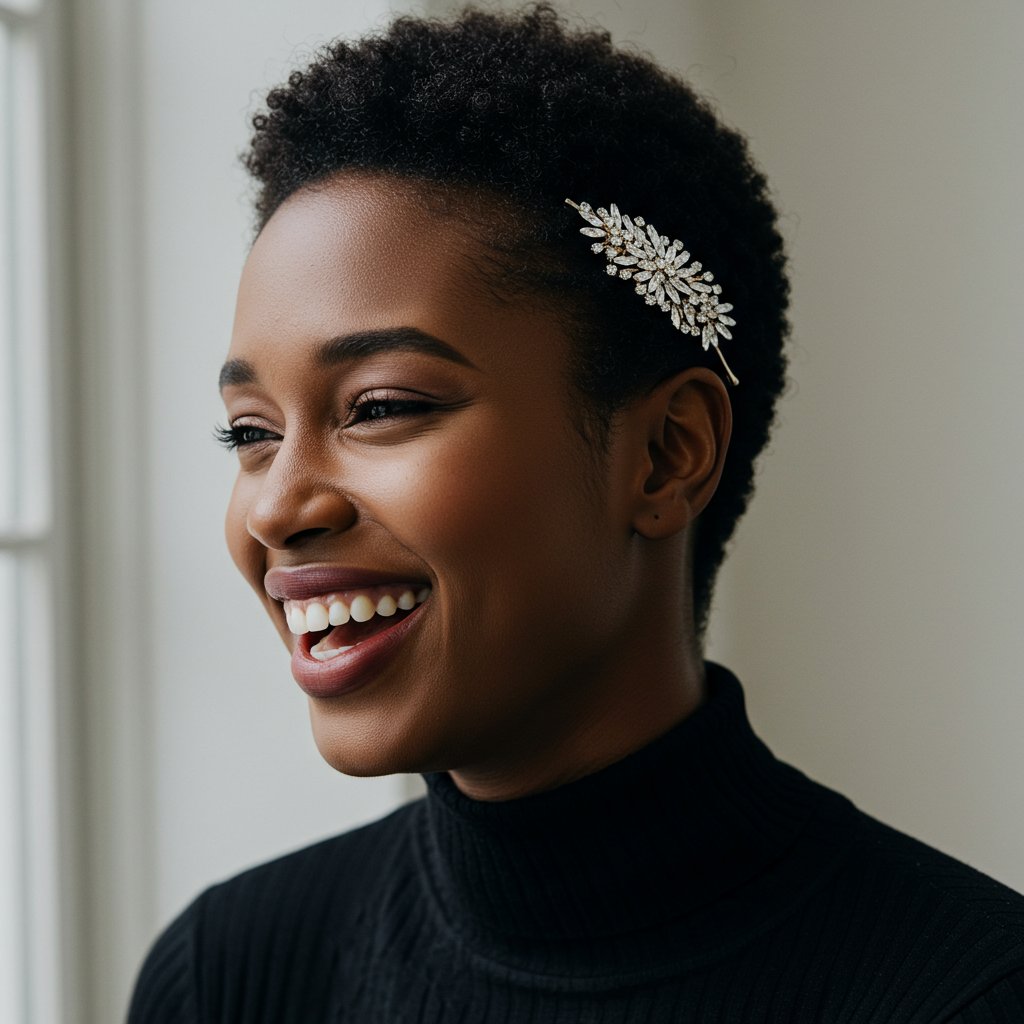 Woman With Embellished Pixie Cut