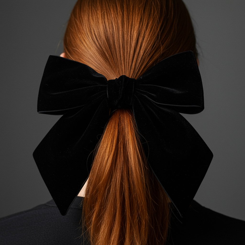Close Up Hair With Velvet Bow