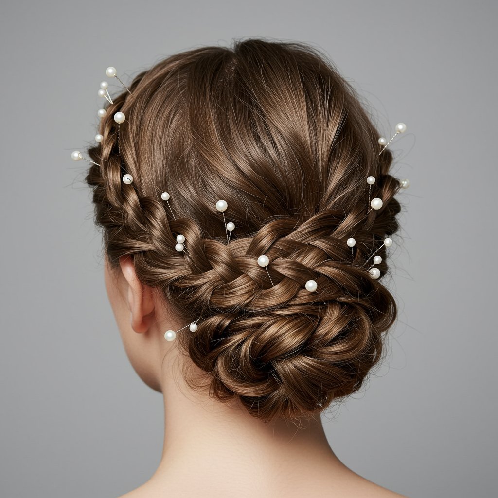 Intricate Braided Updo With Pearls
