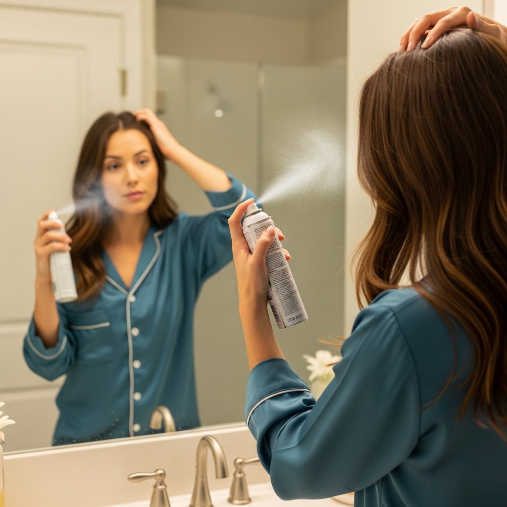 Applying Dry Shampoo