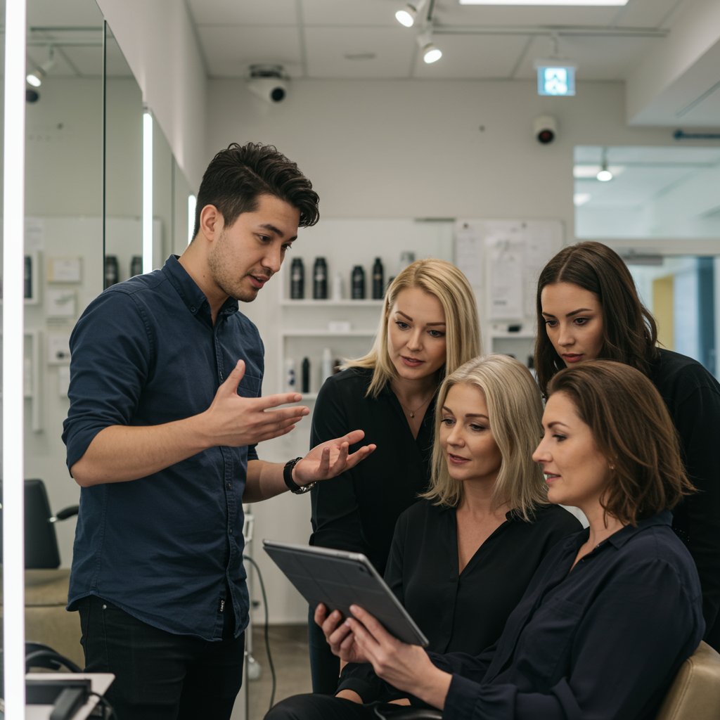 Diverse-Group-Discussing-Hair-With-Stylist