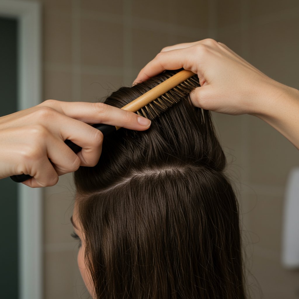 Brushing-Hair-Upwards-For-Ponytail