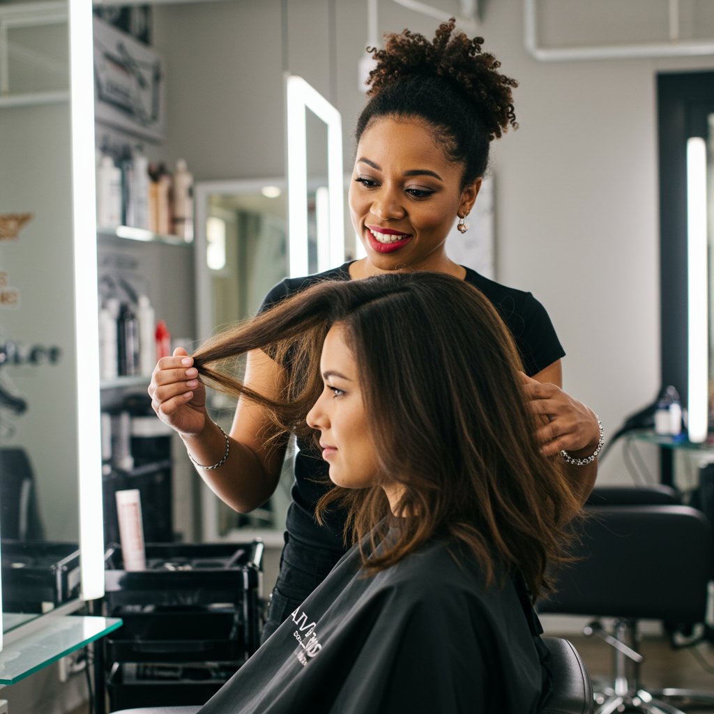 Hairstylist-Consulting-With-Client
