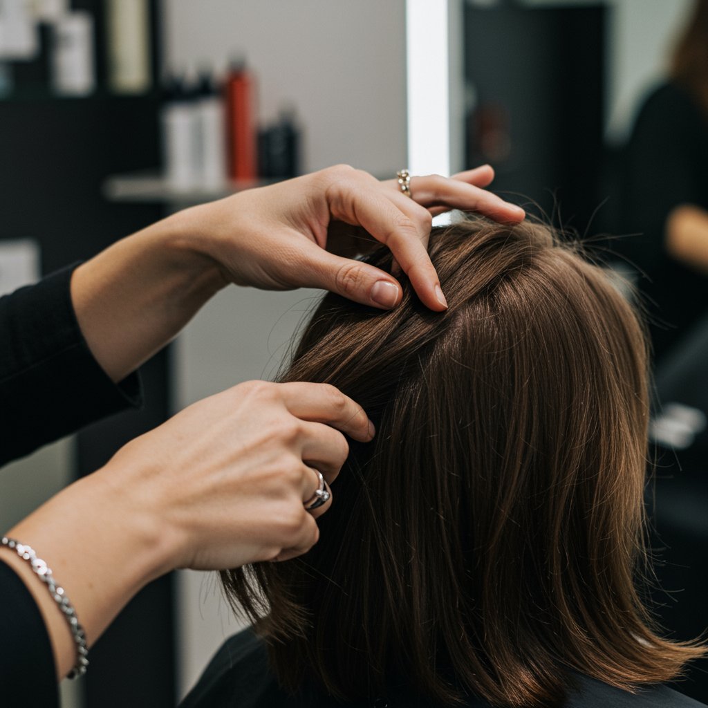 Stylist Analyzing Client Hair Texture
