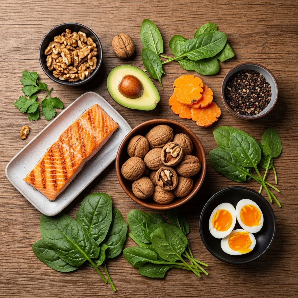 Flat-Lay-Of-Hair-Healthy-Foods