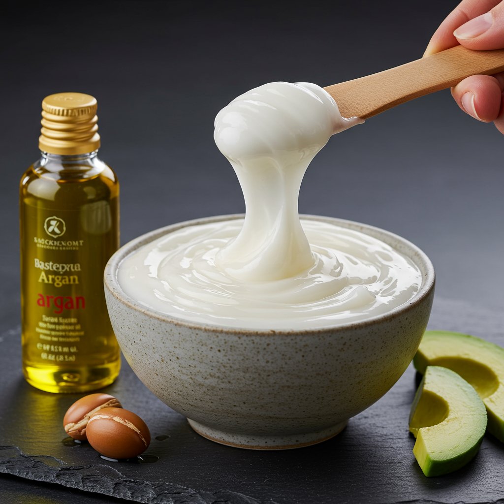 Creamy-Hair-Mask-In-Bowl-With-Argan-Oil