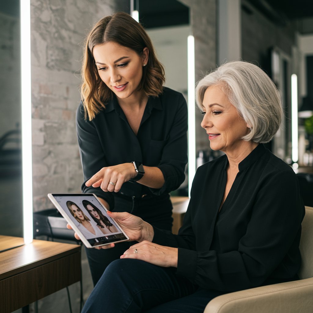 Stylist Consulting With Client In Salon