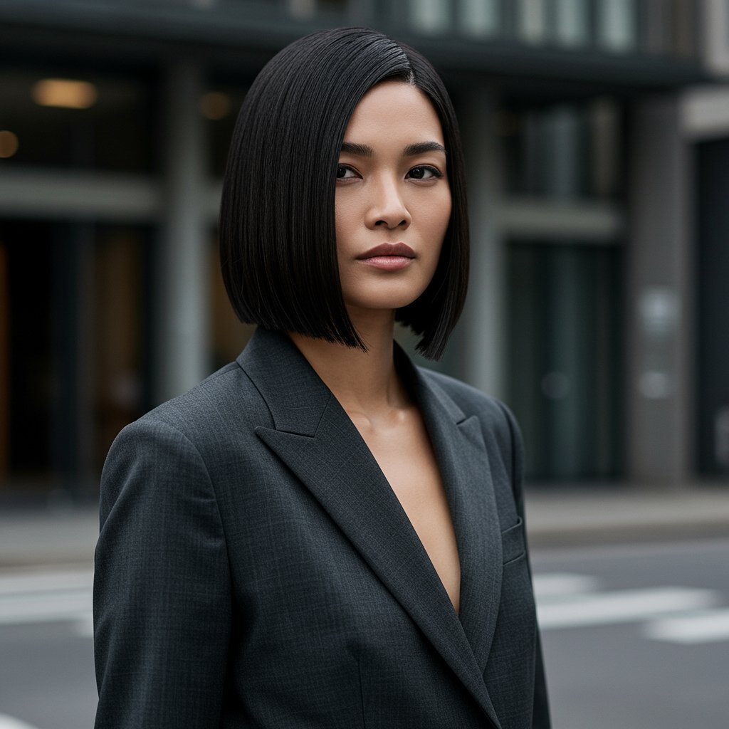 Confident-Woman-With-Asymmetrical-Pob-Haircut