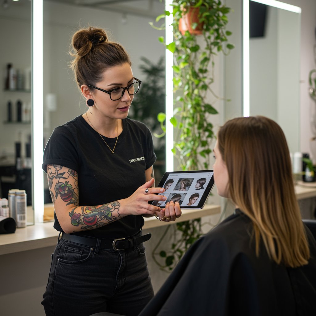 Hairstylist-Consulting-With-Client