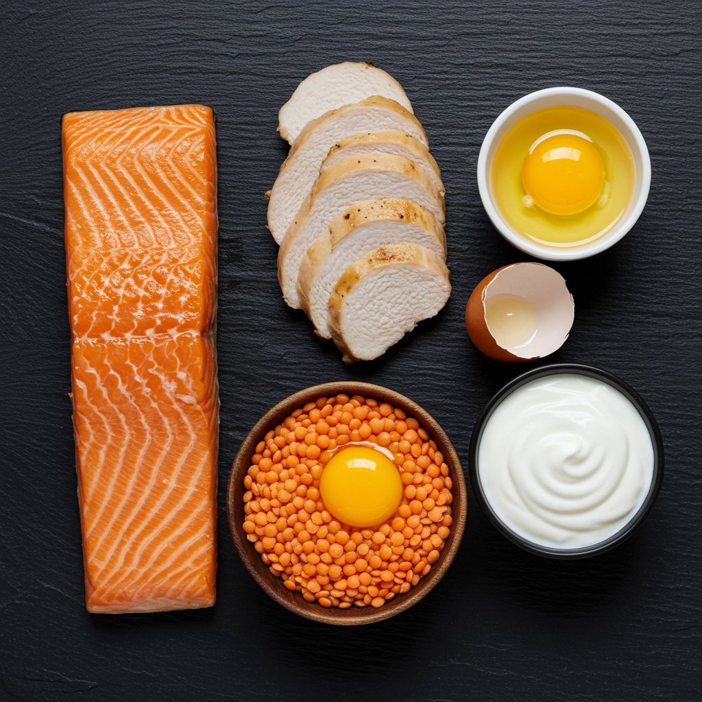 Flat Lay Of Protein Rich Foods