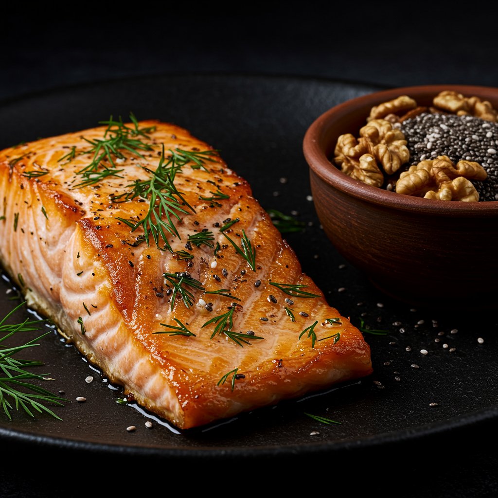 Perfectly Cooked Salmon With Walnuts