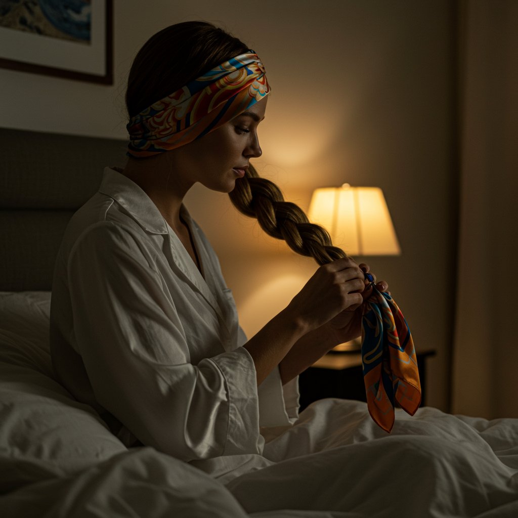 Woman-Protecting-Braids-With-Satin-Scarf