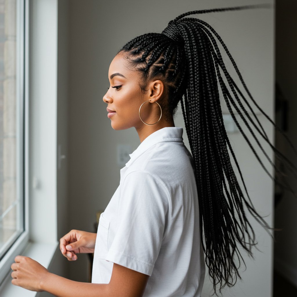 Woman-Styling-Flexible-Knotless-Braids
