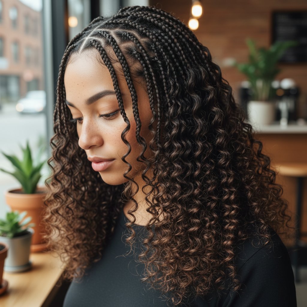 Knotless Braids with Curls