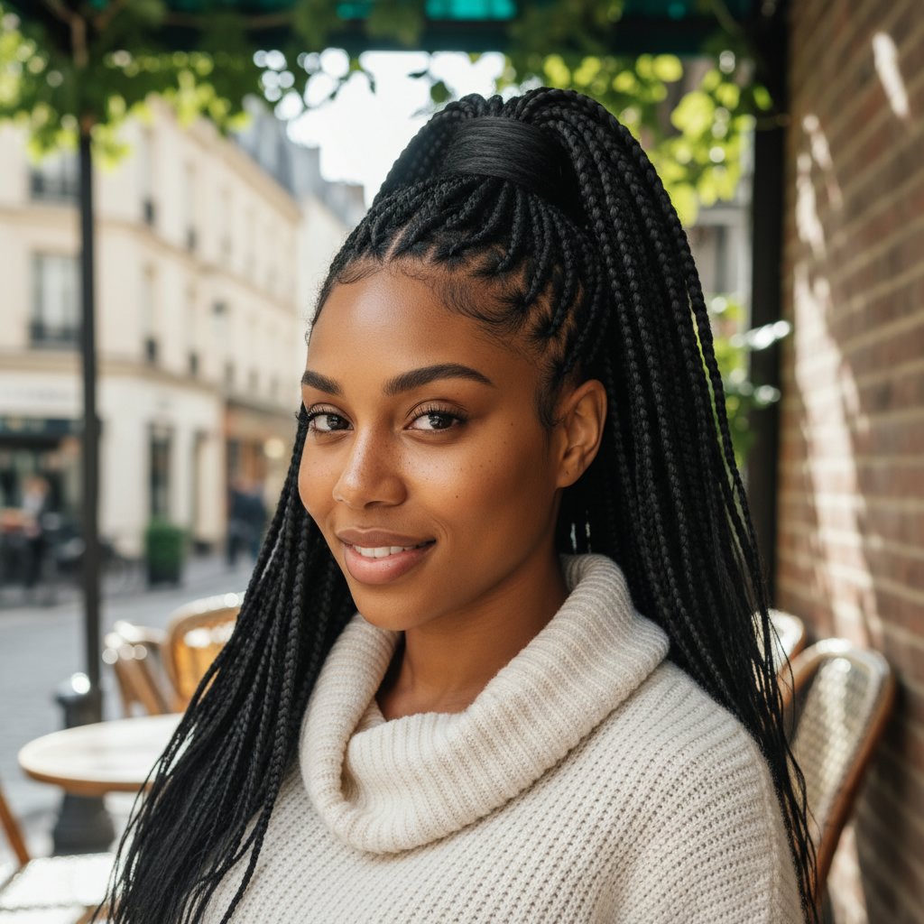 Half-Up, Half-Down Knotless Braids