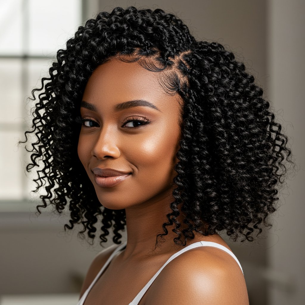 Woman With Elegant Knotless Braids