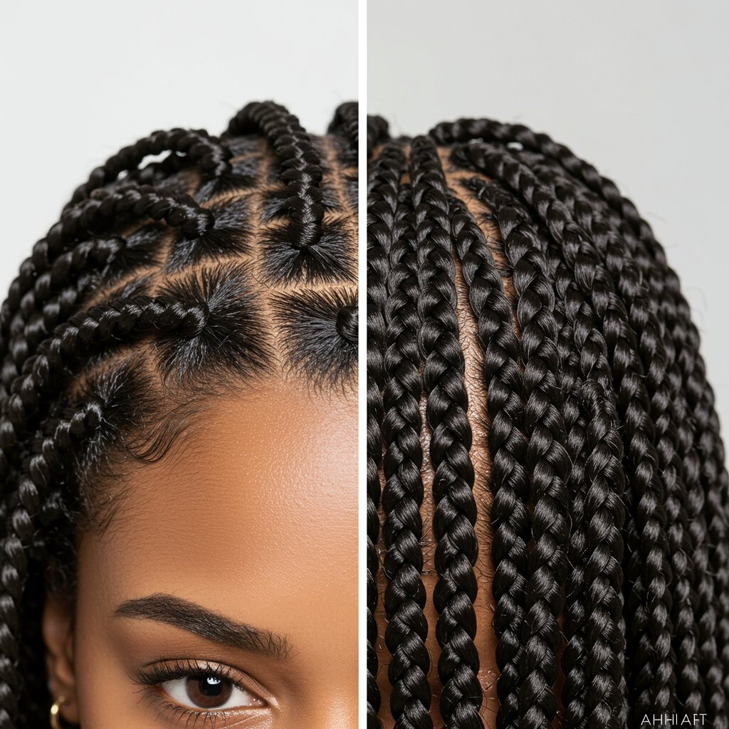 Split Image Knotless Vs Traditional Braids