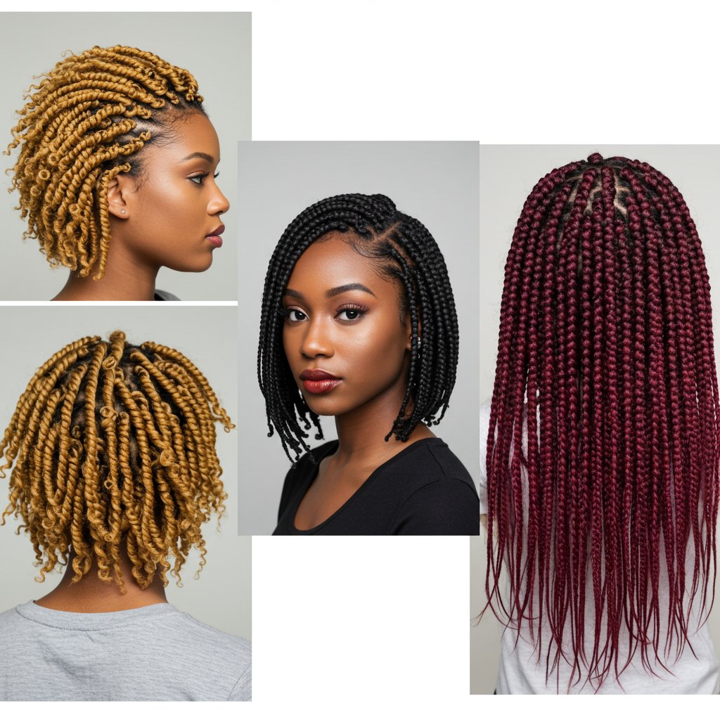 Collage Of Knotless Braid Styles
