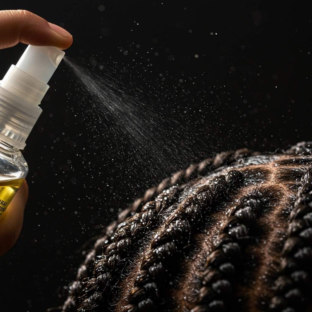 Misting Knotless Braids With Oil