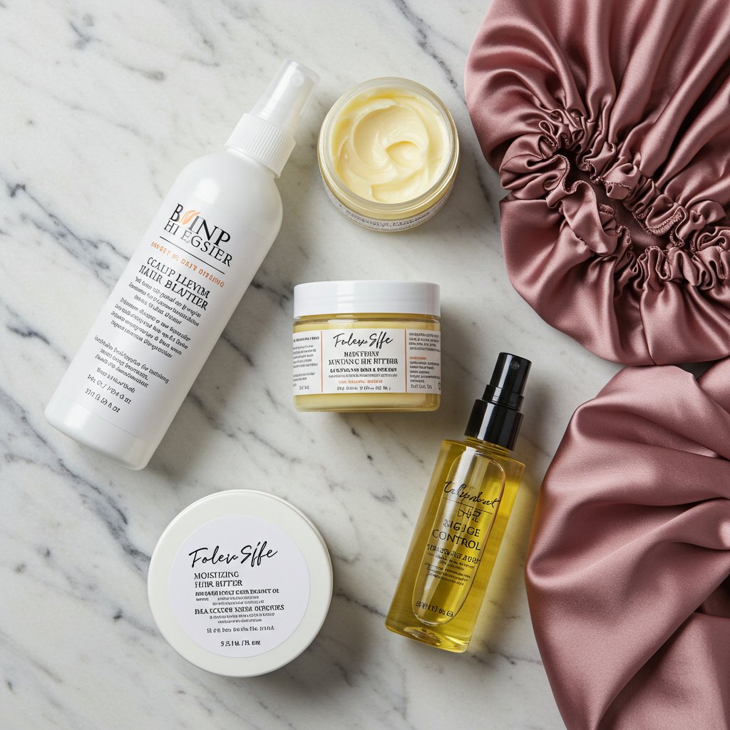 Flat Lay Of Braid Care Products