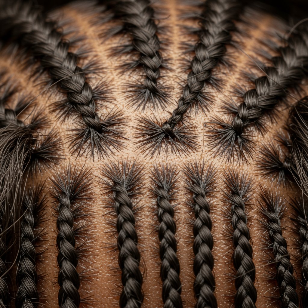 Closeup Of Knotless Braid Scalp