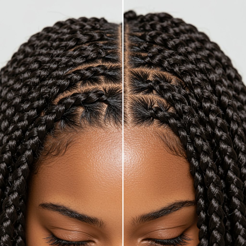 Split Image Knotless Vs Traditional Braids