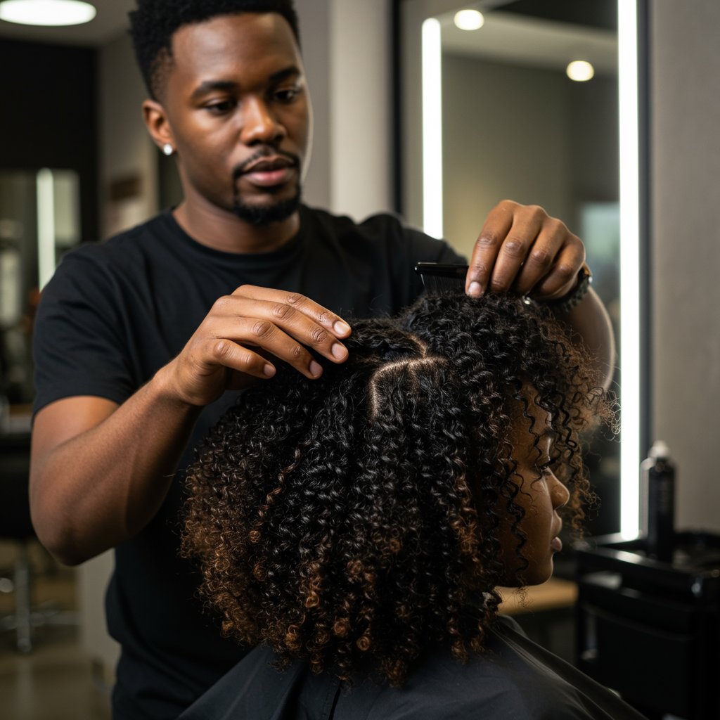 Stylist Assessing Clients Natural Hair