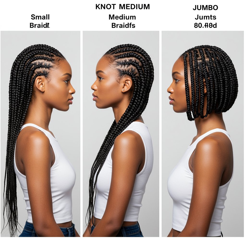 Knotless Braid Size And Length Comparison