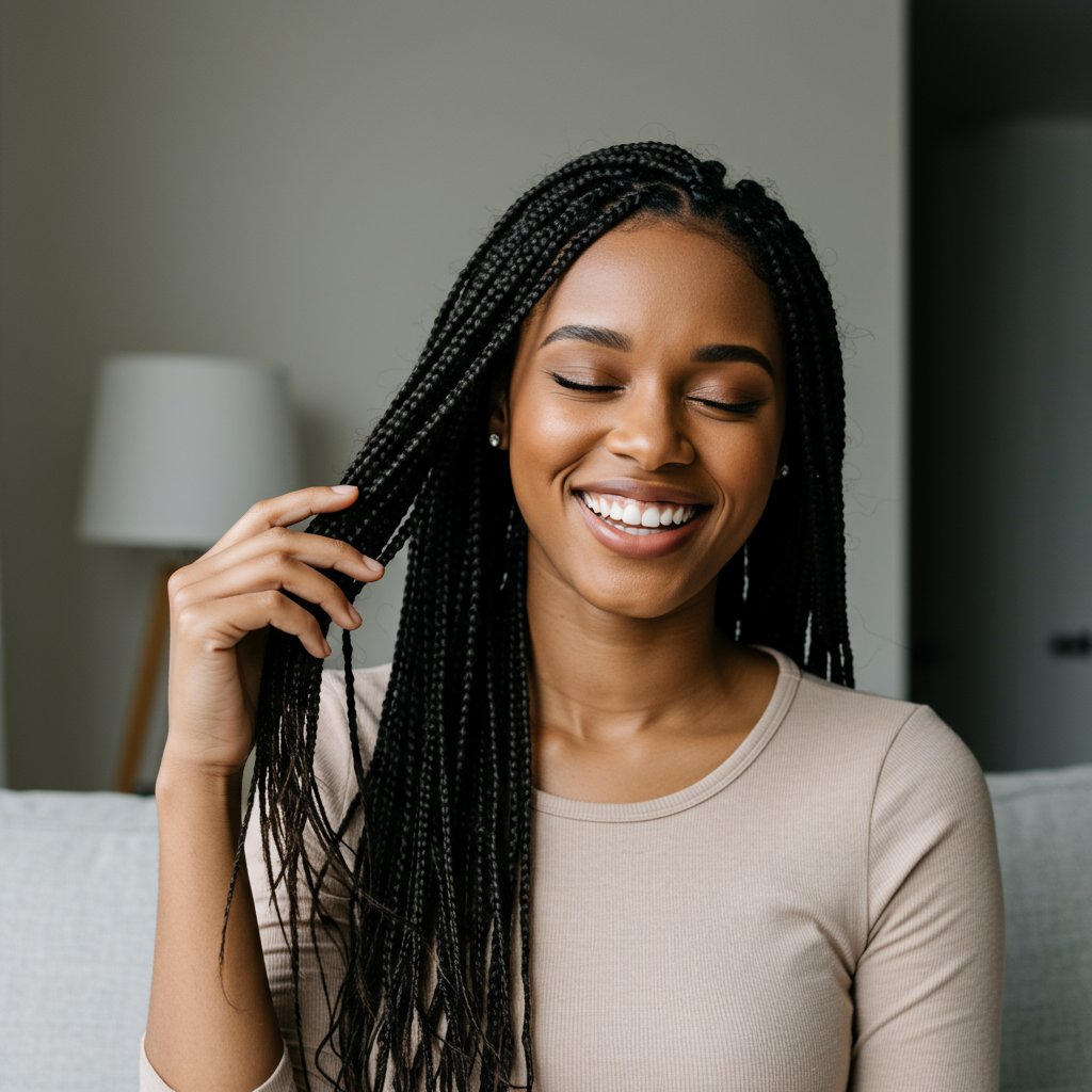 Woman Comfortably Touching Scalp