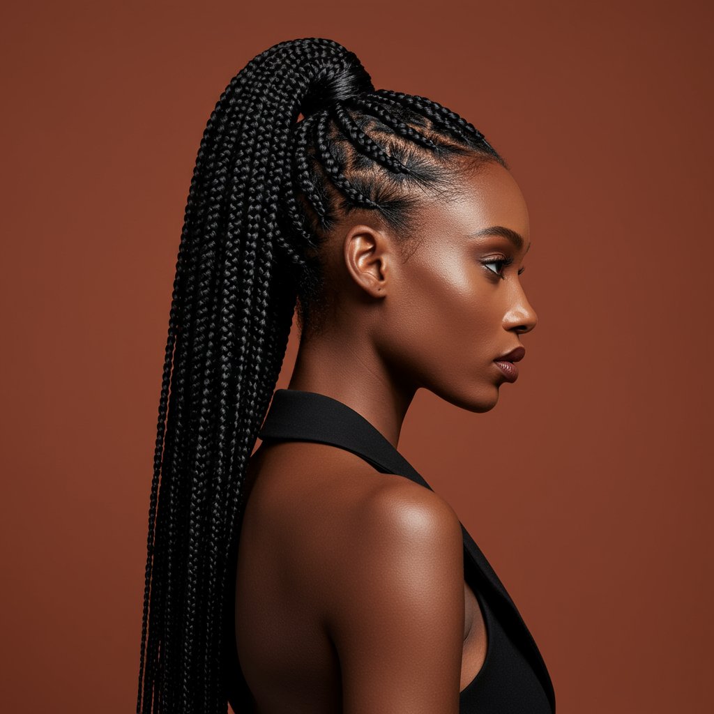 Woman-With-Elegant-High-Ponytail-Knotless-Braids