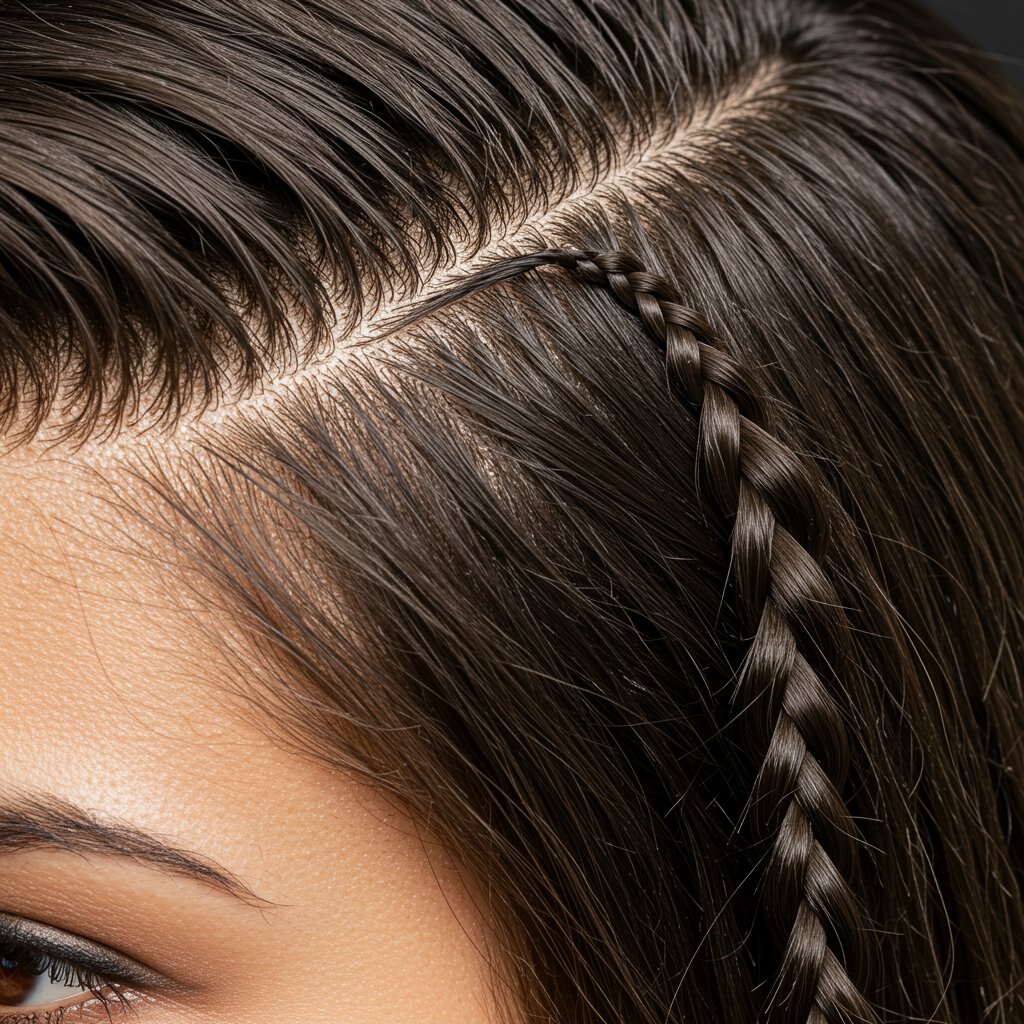 Closeup Knotless Braid Scalp Detail