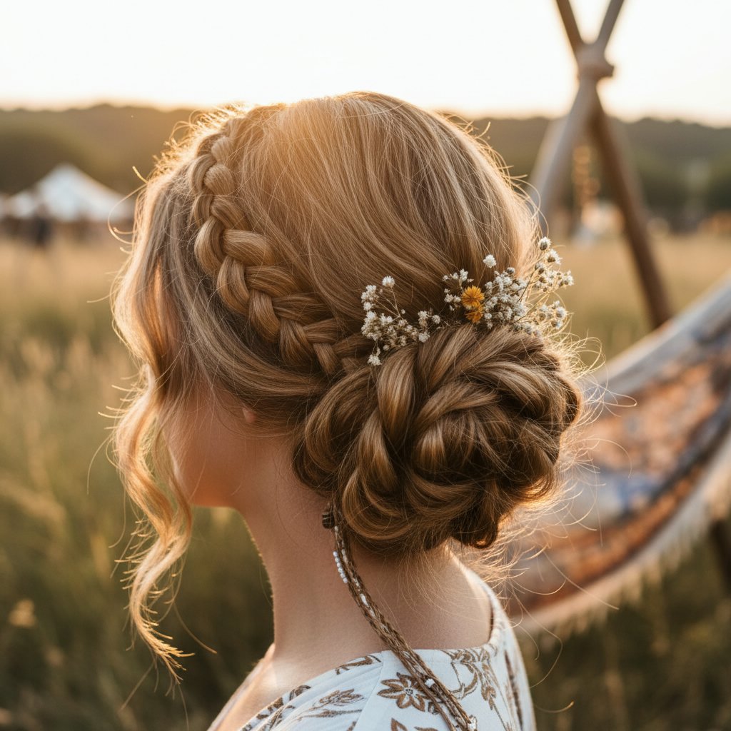 Braided Low Bun Chignon