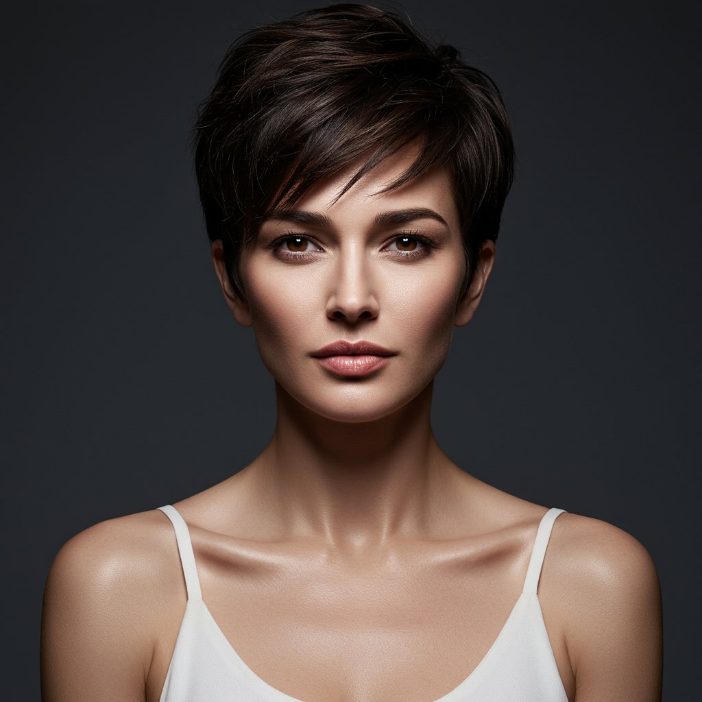 Confident Woman With Chic Pixie Cut